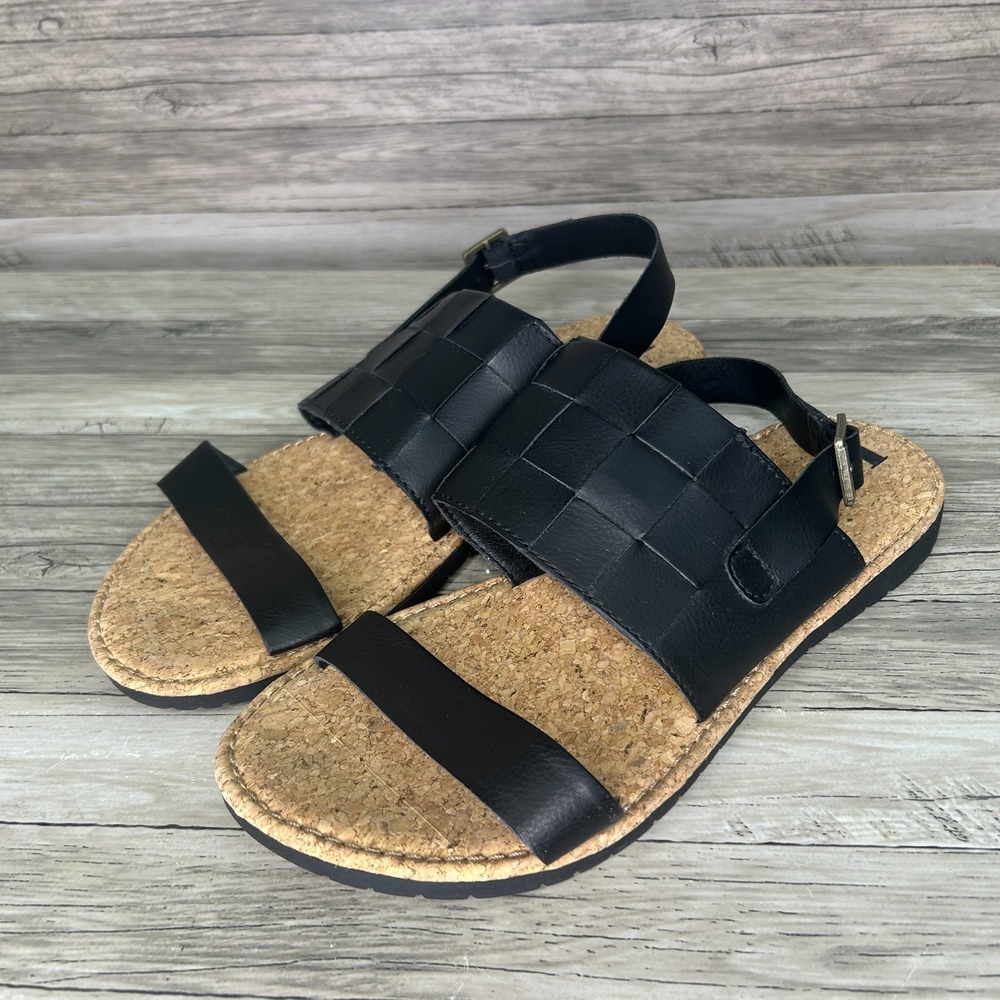 Korks Fraya Strappy Flat Sandals Adjustable Ankle Strap Buckle Black Size 9M